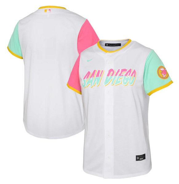 Youth San Diego Padres Blank 2022 White City Connect Stitched Baseball Jersey